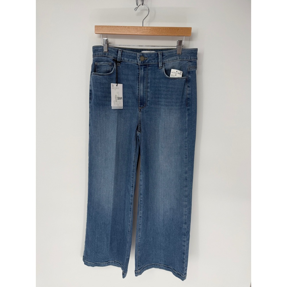 Paige Genesee Crop Wide Leg Jeans Marcia Blue High Rise 29 Stretch Denim NWT